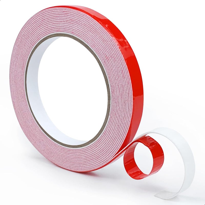 MOJOTORY Double Sided Foam Tape, Super Strong Holds Firmly, Shock Absorption, Easy Peel Red Liner, No Residue Mounting Tape for Lightweight DIY, Pictures & Home Decor (0.5 in x 16.5 Ft) - Image 1